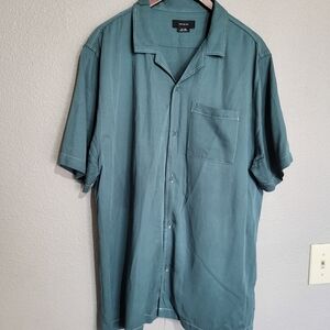 Cotton On Mens Green Camp Shirt With White Stiching Size XL
